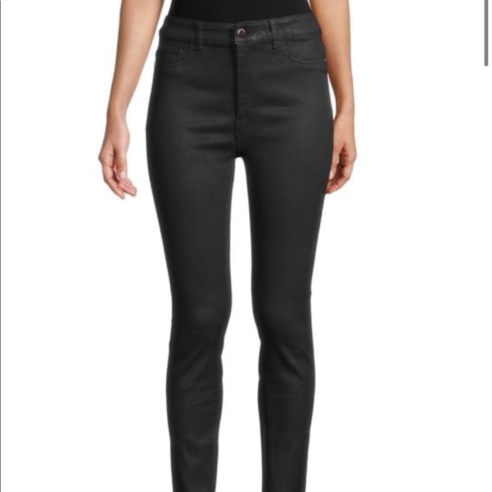 DL1961 Farrow Ankle High Rise instasculpt Skinny in coated black Sonoma 27 NWT